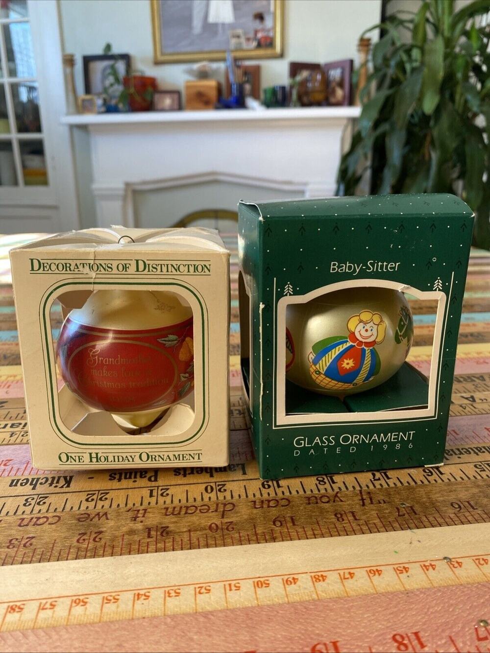 1986 Baby Sitter Hallmark‎ Glass Ball Ornament 1988 Grandmother Lot 2 Christmas